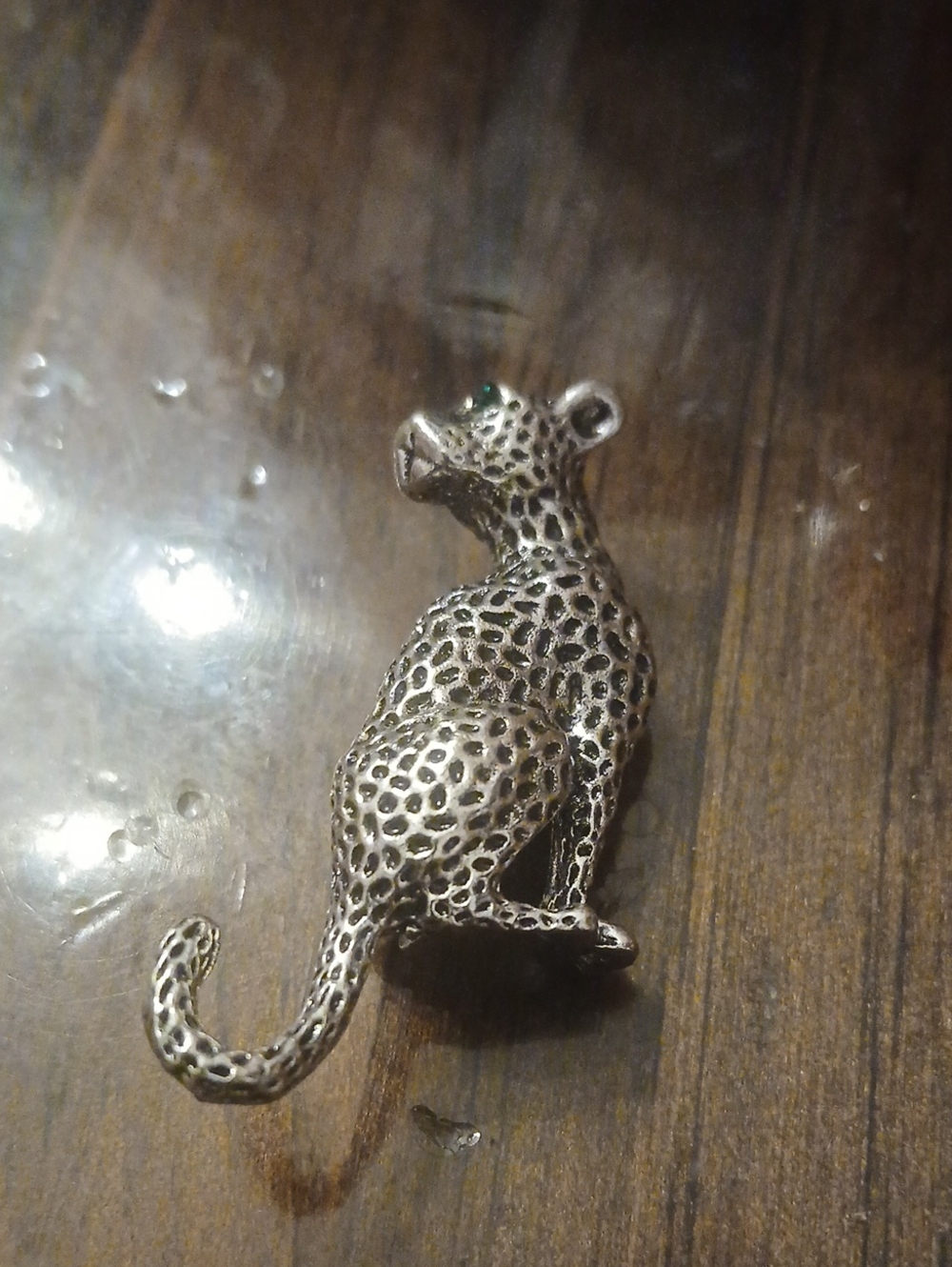 Silver-Tone Leopard Pin Brooch
